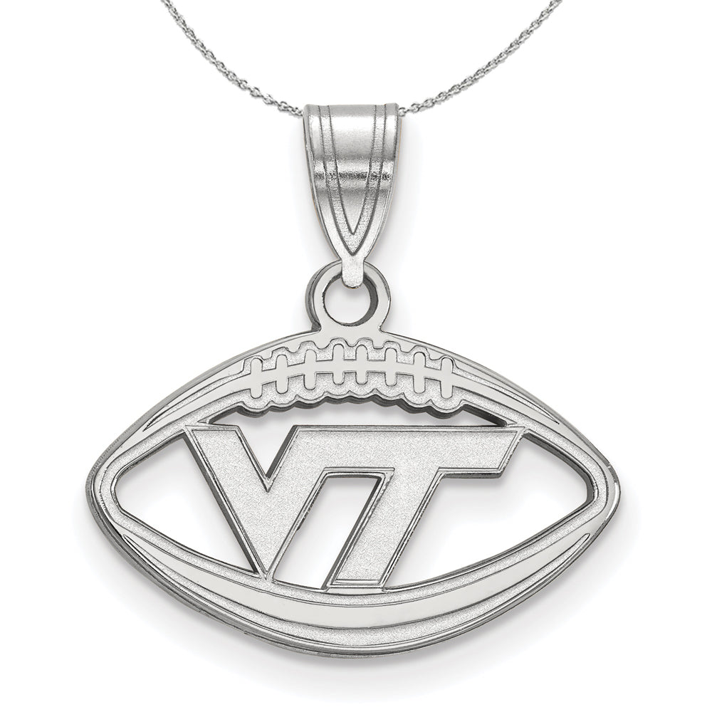 Sterling Silver Virginia Tech &#39;VT&#39; Football Necklace, Item N16656 by The Black Bow Jewelry Co.