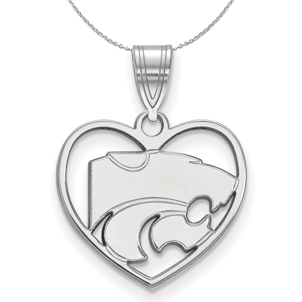 Sterling Silver Kansas State Heart Pendant Necklace, Item N16712 by The Black Bow Jewelry Co.