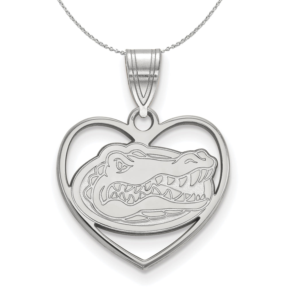 Sterling Silver U. of Florida Heart Pendant Necklace, Item N16724 by The Black Bow Jewelry Co.