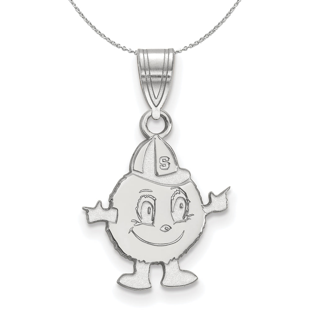 Sterling Silver Syracuse U. Medium Pendant Necklace, Item N16791 by The Black Bow Jewelry Co.
