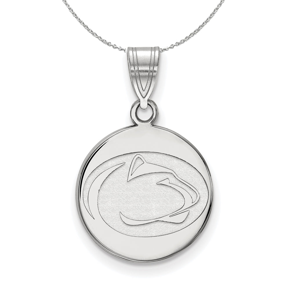 Sterling Silver Penn State Medium Disc Necklace, Item N16851 by The Black Bow Jewelry Co.