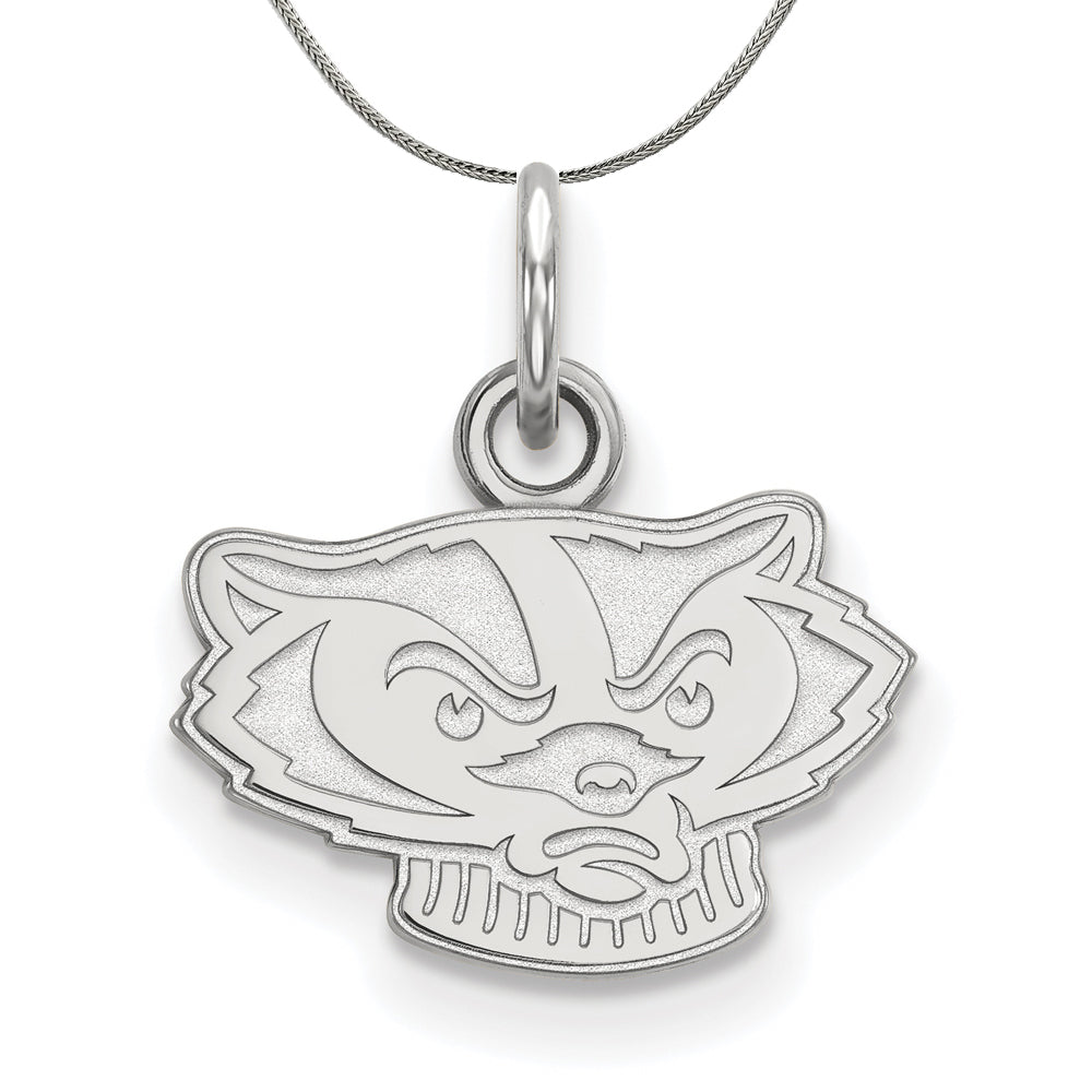 Sterling Silver U. of Wisconsin XS (Tiny) Badger Necklace, Item N16960 by The Black Bow Jewelry Co.