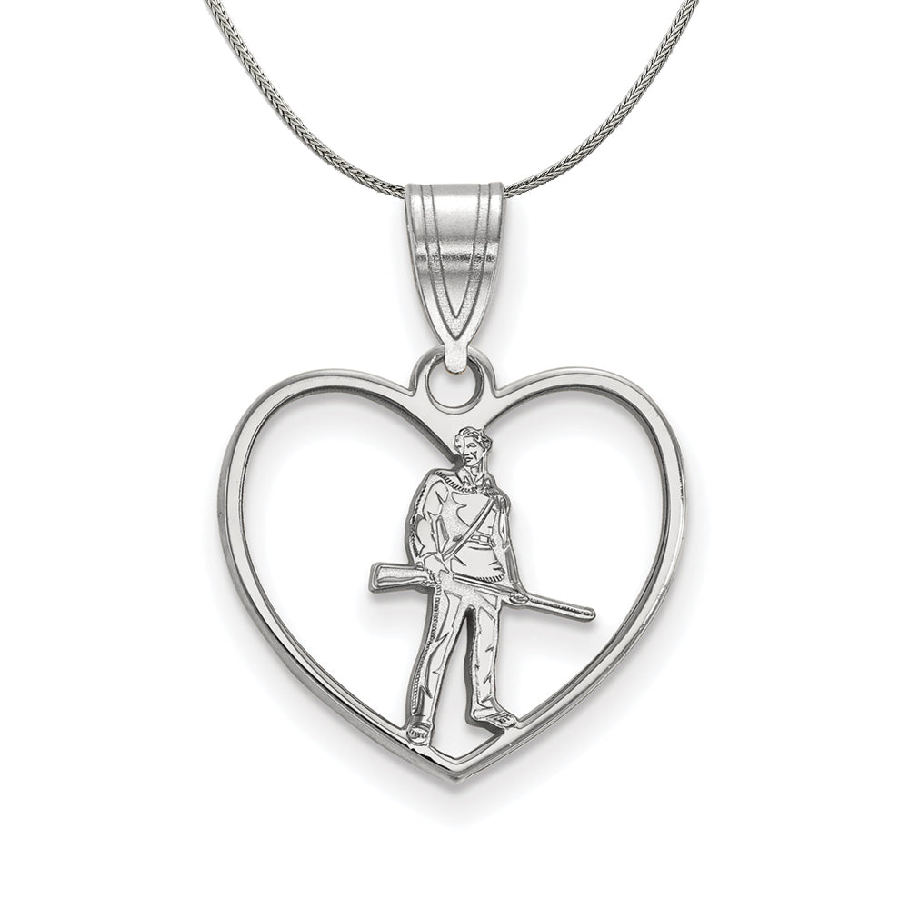 Sterling Silver West Virginia U. in Heart Pendant Necklace, Item N16980 by The Black Bow Jewelry Co.