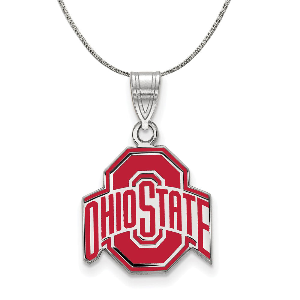 Sterling Silver Ohio State Md Enamel Pendant Necklace, Item N17025 by The Black Bow Jewelry Co.