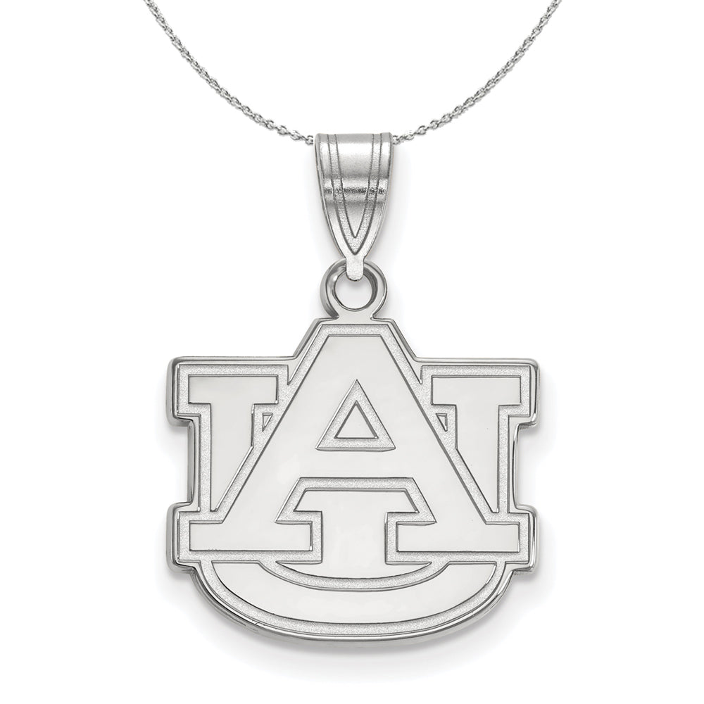 Sterling Silver Auburn U Medium &#39;AU&#39; Pendant Necklace, Item N17092 by The Black Bow Jewelry Co.