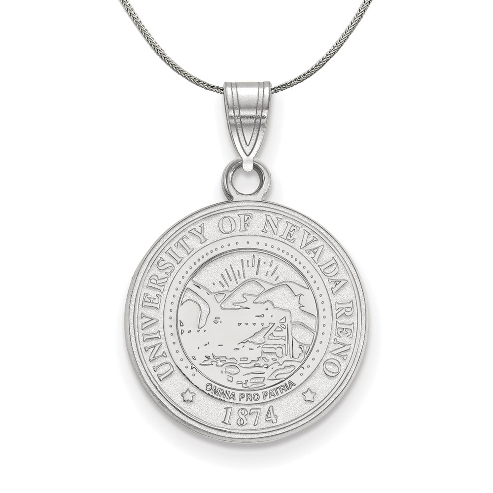 Sterling Silver U. of Nevada Medium Crest Pendant Necklace, Item N17154 by The Black Bow Jewelry Co.