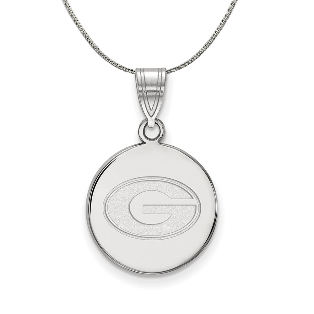 Sterling Silver U. of Georgia Medium Disc Pendant Necklace, Item N17210 by The Black Bow Jewelry Co.