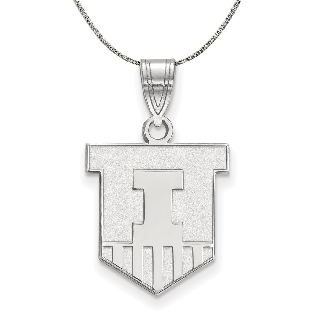Sterling Silver U. of Illinois Medium Shield Pendant Necklace, Item N17230 by The Black Bow Jewelry Co.