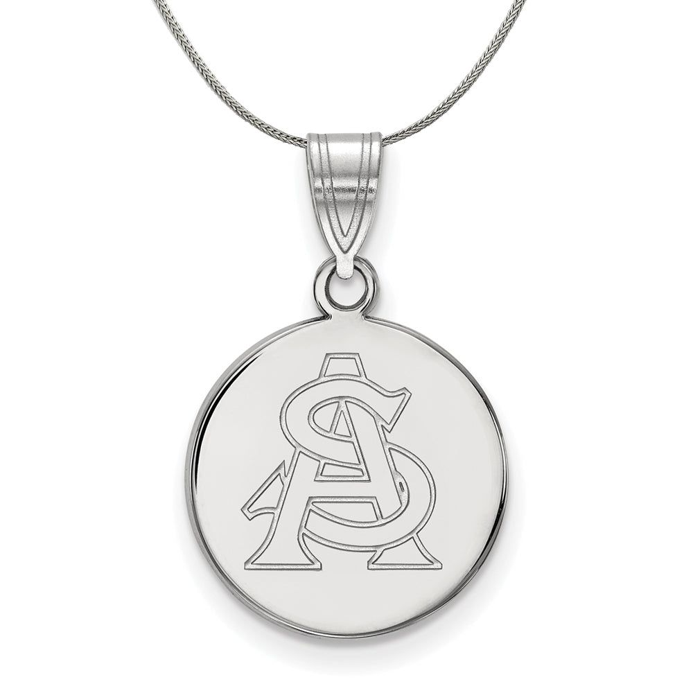 Sterling Silver Arizona State Medium Disc Pendant Necklace, Item N17235 by The Black Bow Jewelry Co.