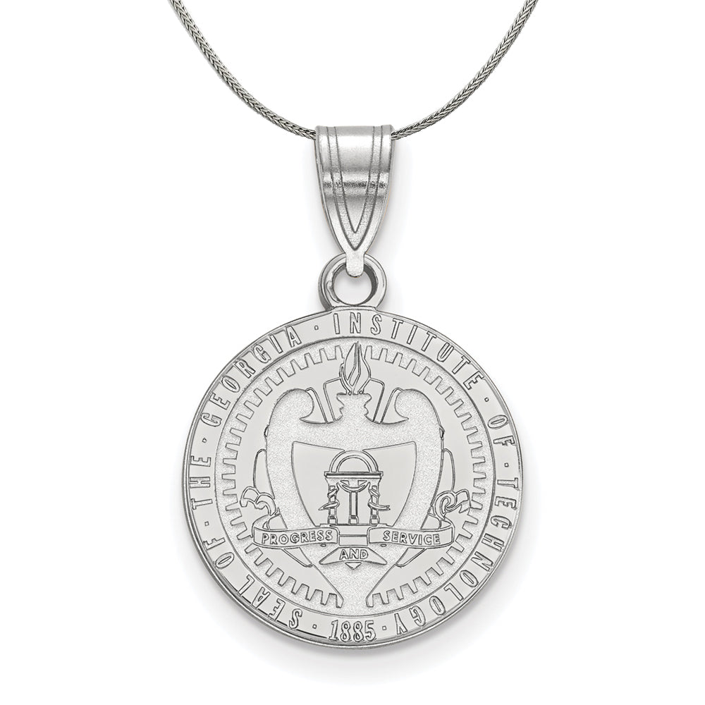 Sterling Silver Georgia Technology Med Crest Pendant Necklace, Item N17237 by The Black Bow Jewelry Co.