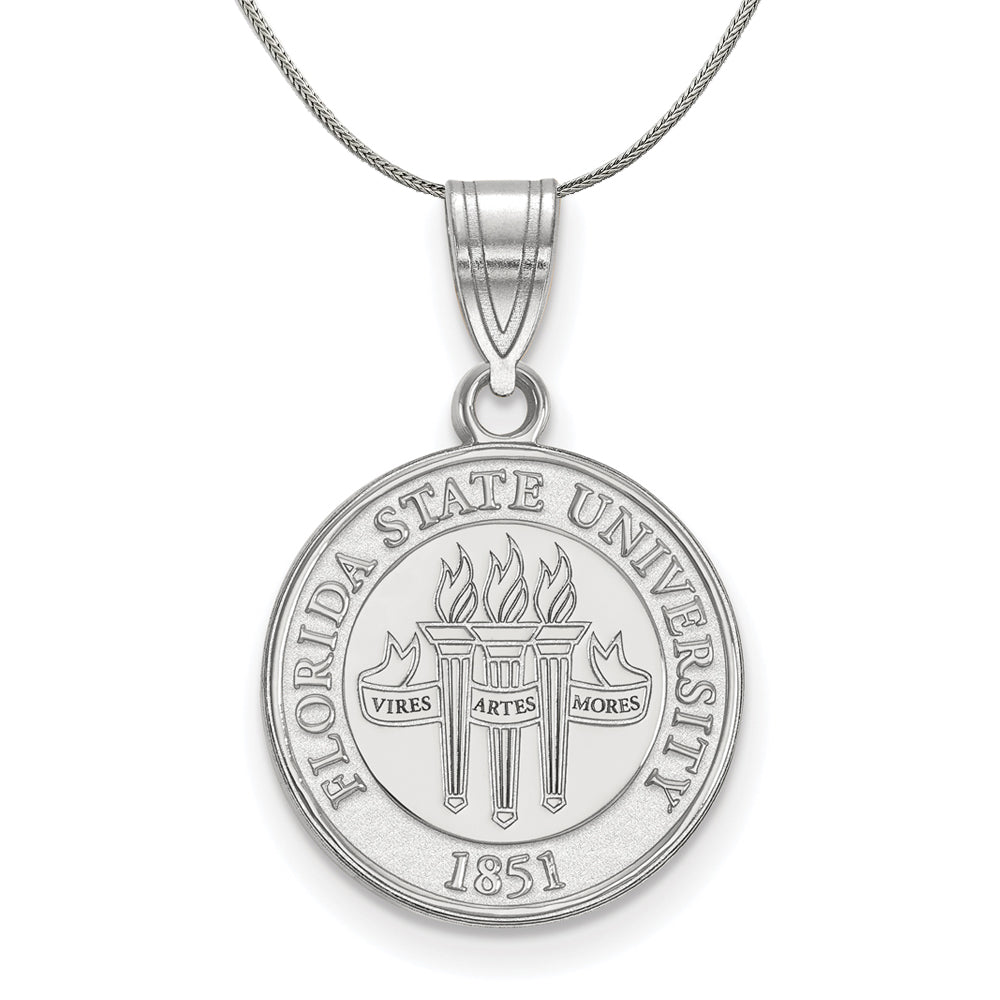 Sterling Silver Florida State Medium Crest Pendant Necklace, Item N17263 by The Black Bow Jewelry Co.