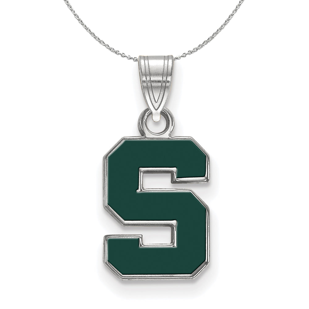 Sterling Silver Michigan State Sm Enamel &#39;S&#39; Necklace, Item N17343 by The Black Bow Jewelry Co.