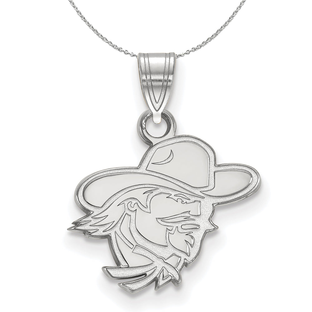 Sterling Silver Eastern Kentucky U Small Pendant Necklace, Item N17413 by The Black Bow Jewelry Co.
