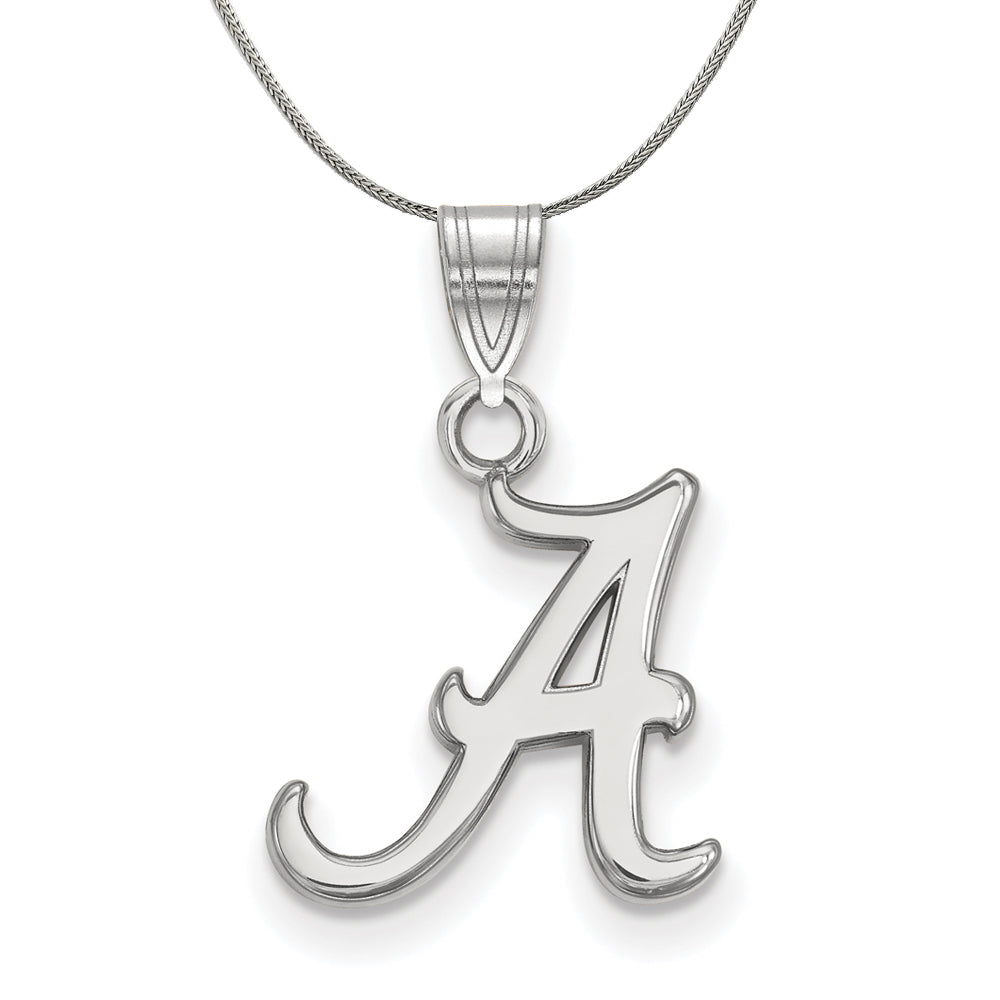 Sterling Silver U. of Alabama Small Initial A Pendant Necklace, Item N17430 by The Black Bow Jewelry Co.