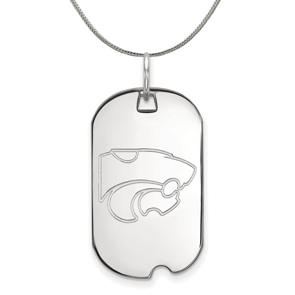 Sterling Silver Kansas State Dog Tag Pendant Necklace, Item N17528 by The Black Bow Jewelry Co.