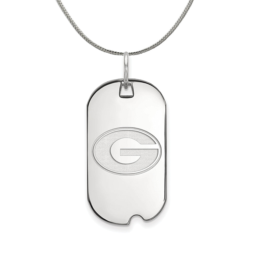 Sterling Silver U. of Georgia Dog Tag Pendant Necklace, Item N17535 by The Black Bow Jewelry Co.