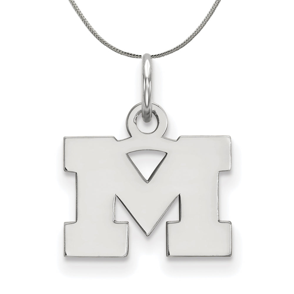 Sterling Silver U. of Michigan XS (Tiny) Initial M Necklace, Item N17661 by The Black Bow Jewelry Co.