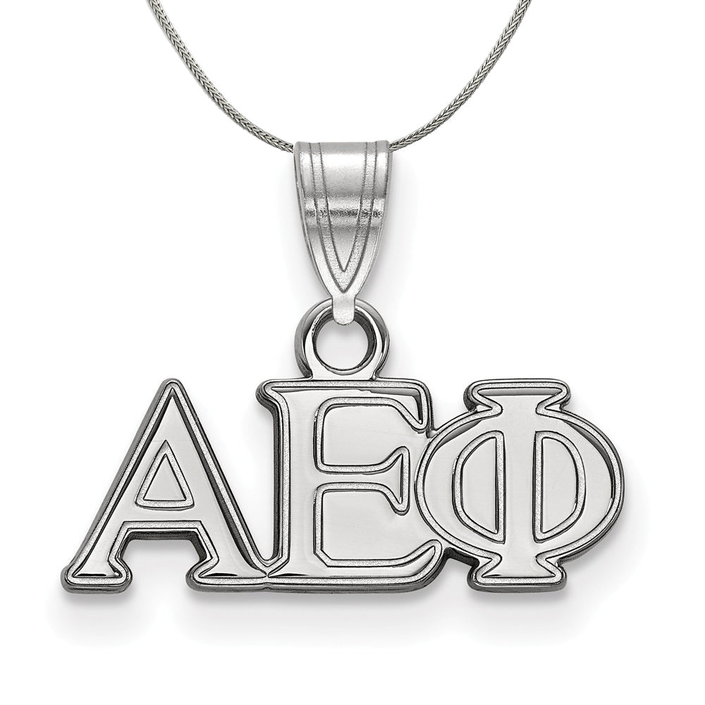 Sterling Silver Alpha Epsilon Phi Small Greek Necklace, Item N17774 by The Black Bow Jewelry Co.