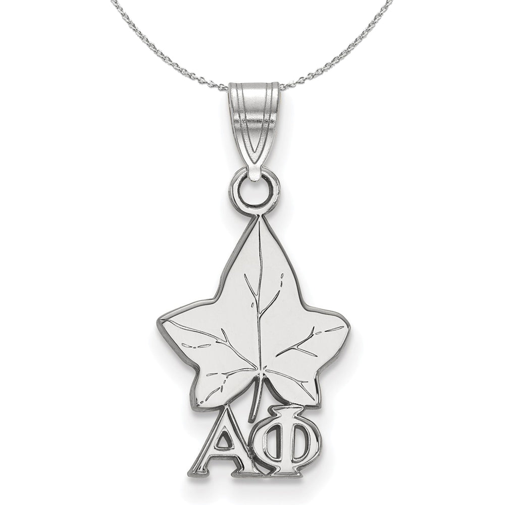 Sterling Silver Alpha Phi Small Pendant Necklace, Item N17799 by The Black Bow Jewelry Co.