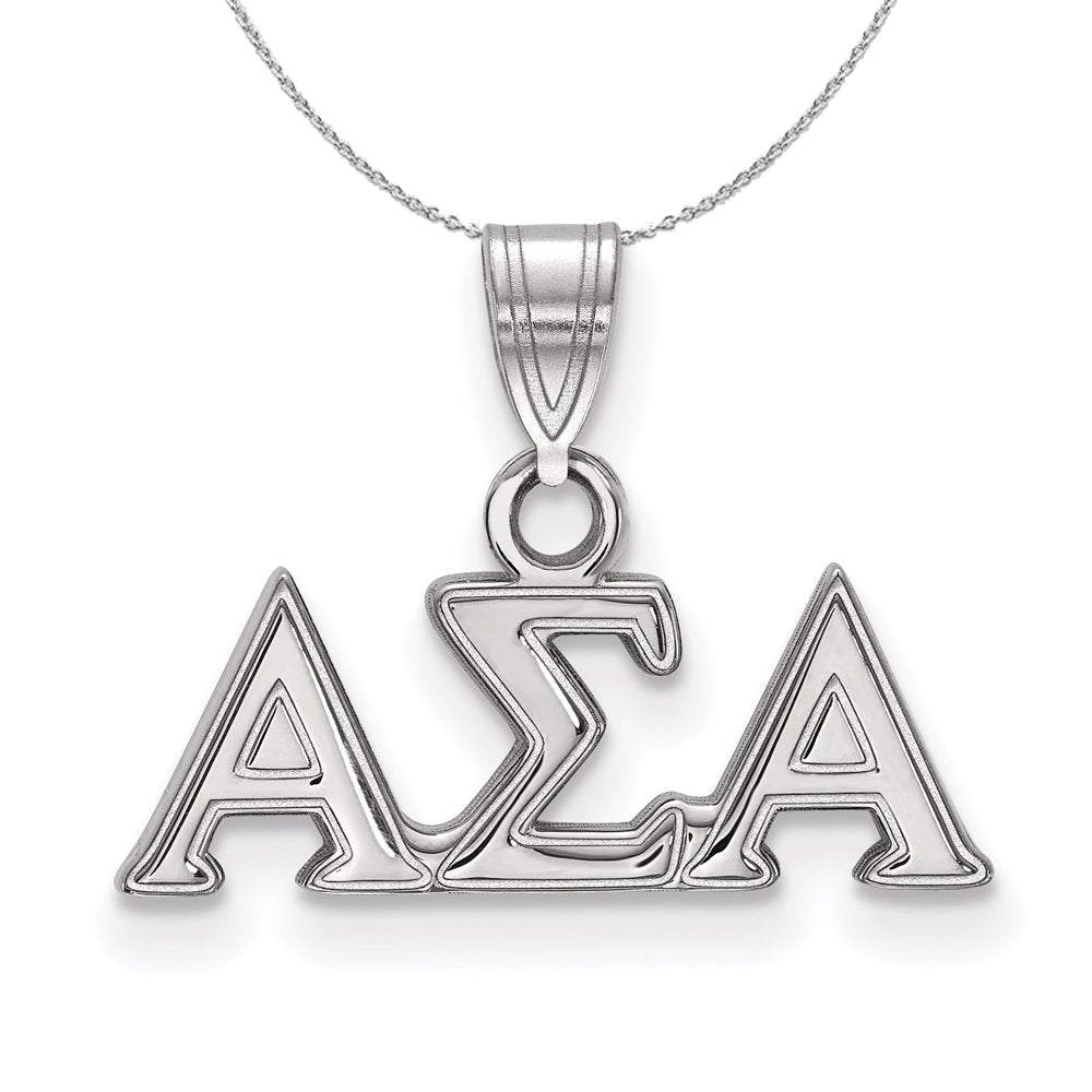 Sterling Silver Alpha Sigma Alpha Small Greek Necklace, Item N17804 by The Black Bow Jewelry Co.