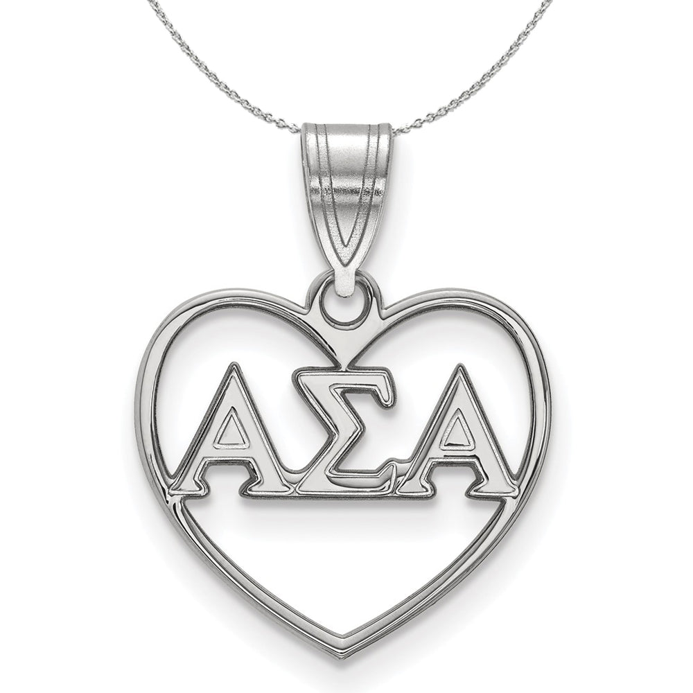 Sterling Silver Alpha Sigma Alpha Heart Greek Necklace, Item N17806 by The Black Bow Jewelry Co.