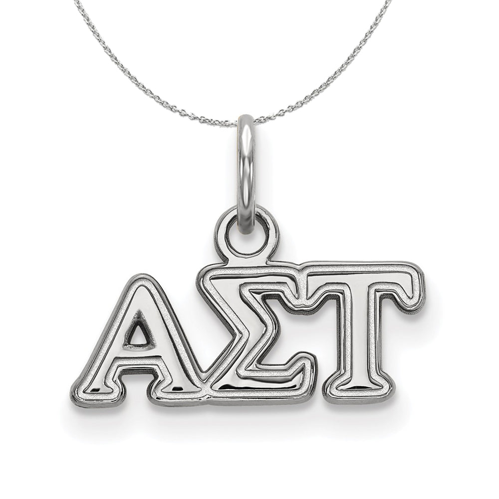 Sterling Silver Alpha Sigma Tau XS (Tiny) Greek Necklace, Item N17813 by The Black Bow Jewelry Co.