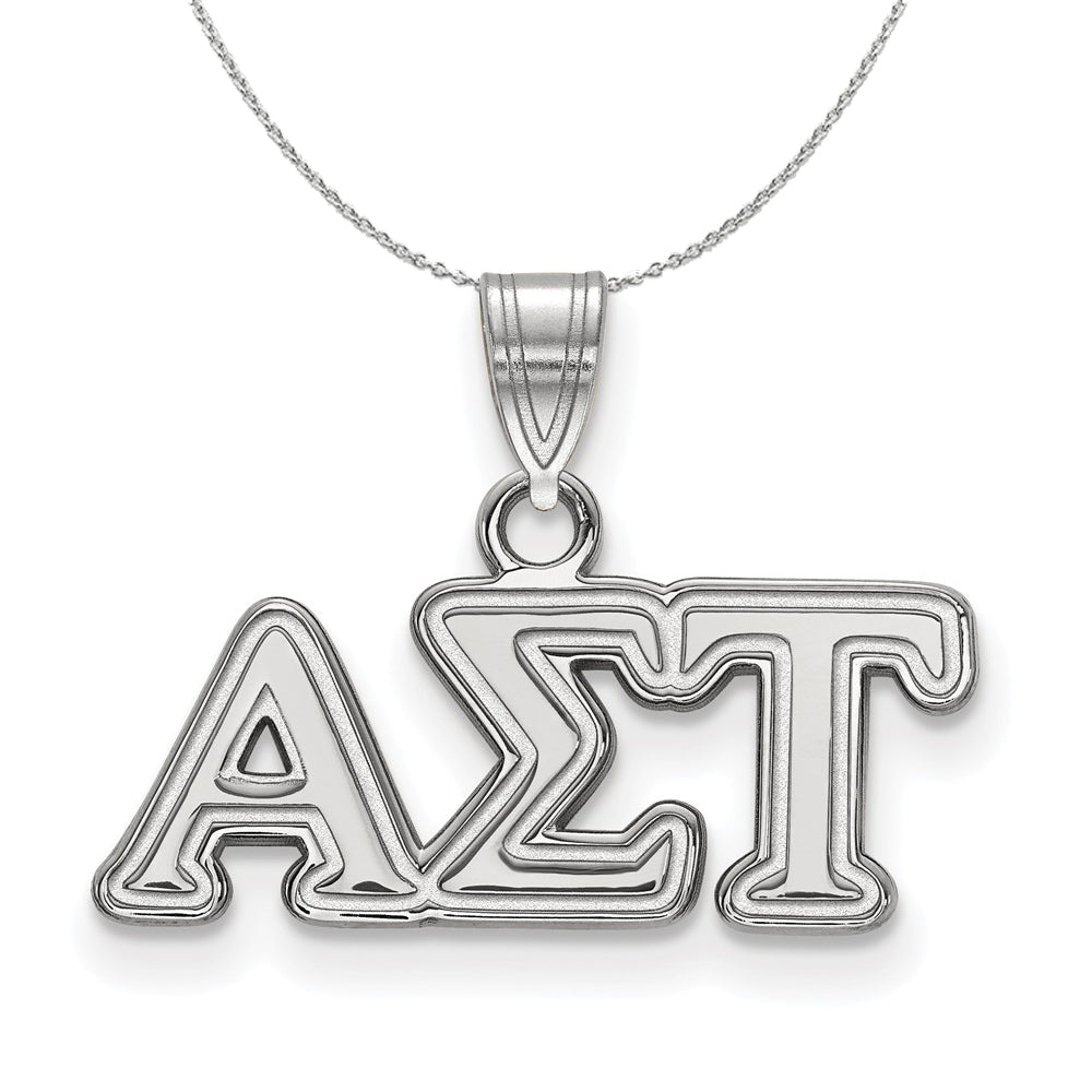 Sterling Silver Alpha Sigma Tau Small Greek Necklace, Item N17814 by The Black Bow Jewelry Co.