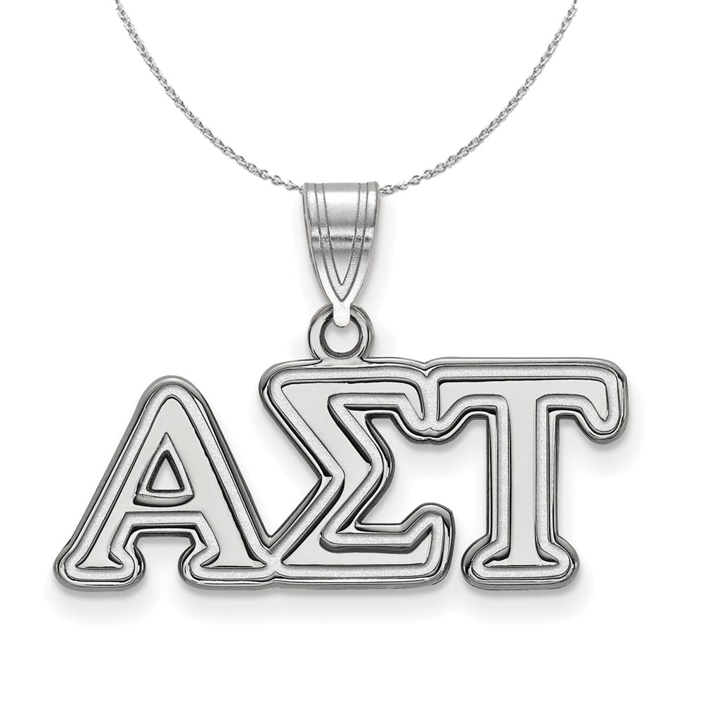 Sterling Silver Alpha Sigma Tau Medium Greek Necklace, Item N17815 by The Black Bow Jewelry Co.