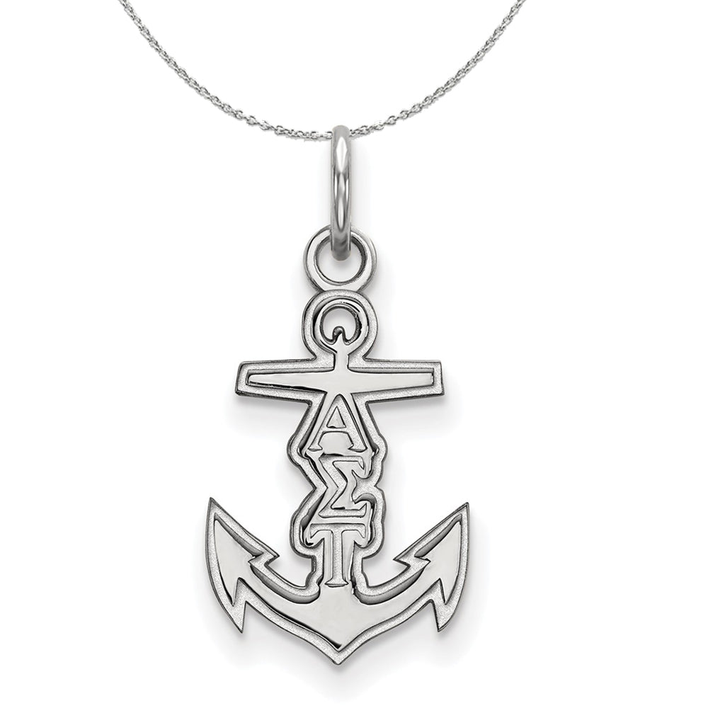 Sterling Silver Alpha Sigma Tau XS (Tiny) Pendant Necklace, Item N17818 by The Black Bow Jewelry Co.