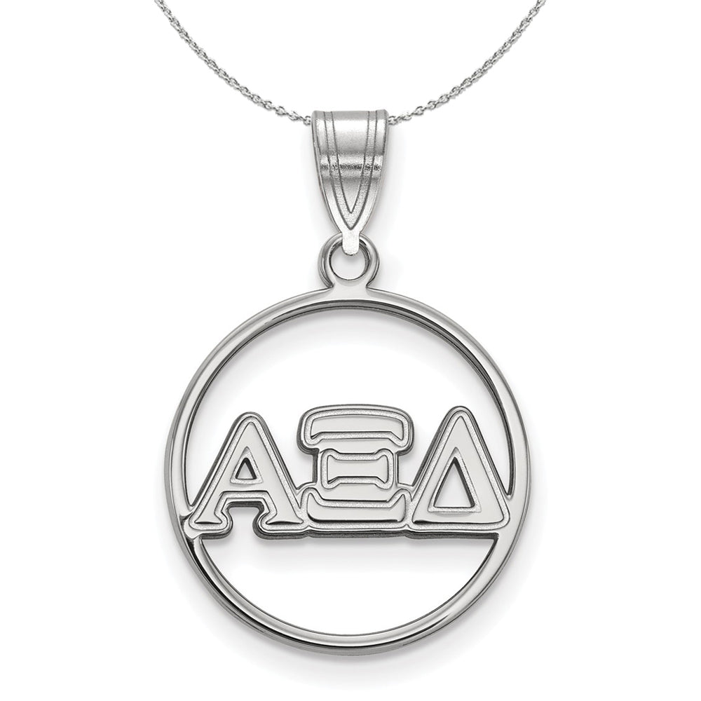 Sterling Silver Alpha Xi Delta Medium Circle Greek Necklace, Item N17827 by The Black Bow Jewelry Co.