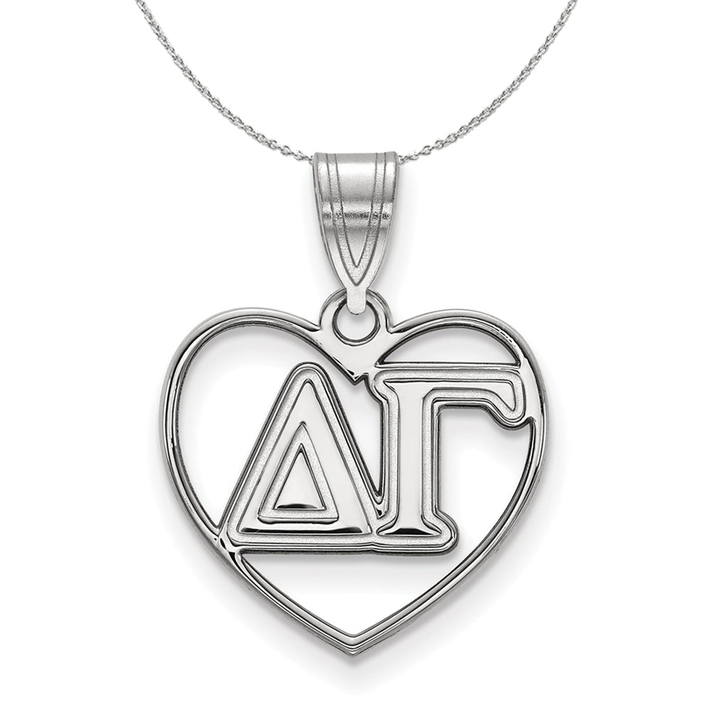 Sterling Silver Delta Gamma Heart Greek Necklace, Item N17856 by The Black Bow Jewelry Co.