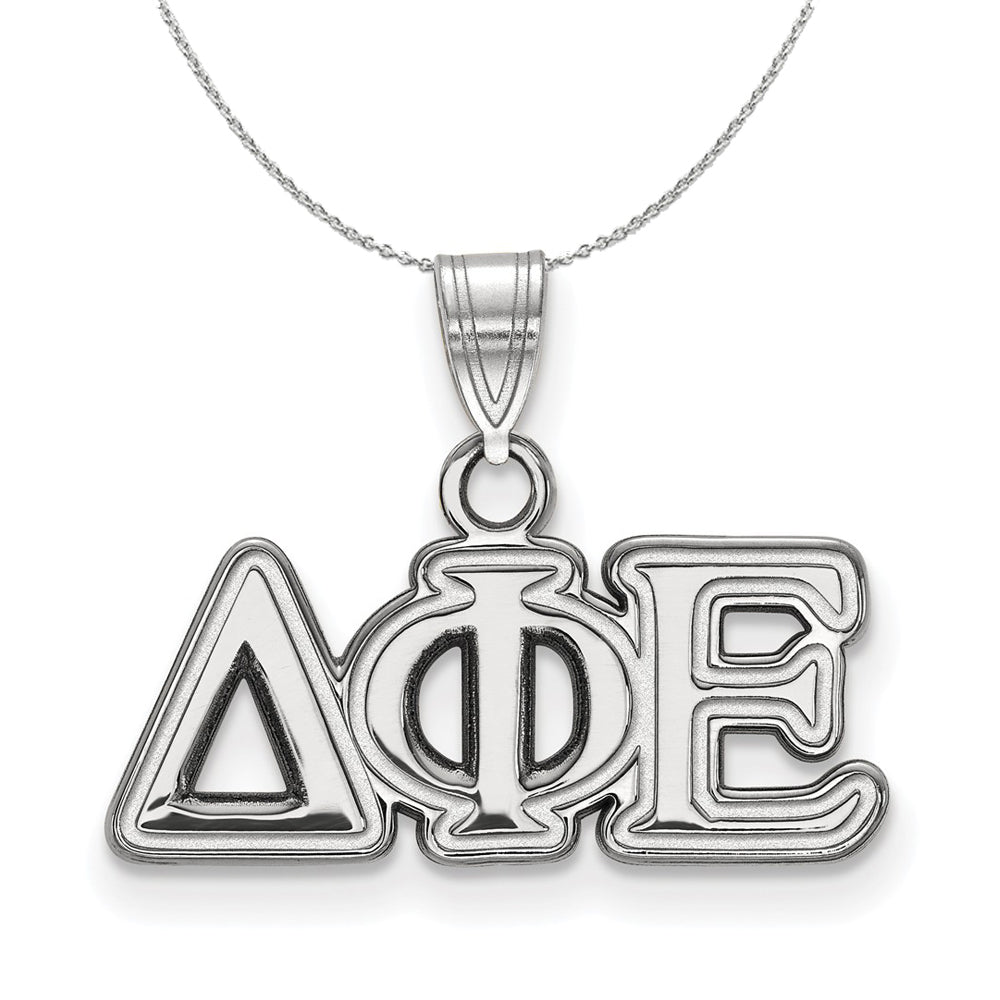 Sterling Silver Delta Phi Epsilon Small Greek Necklace, Item N17864 by The Black Bow Jewelry Co.