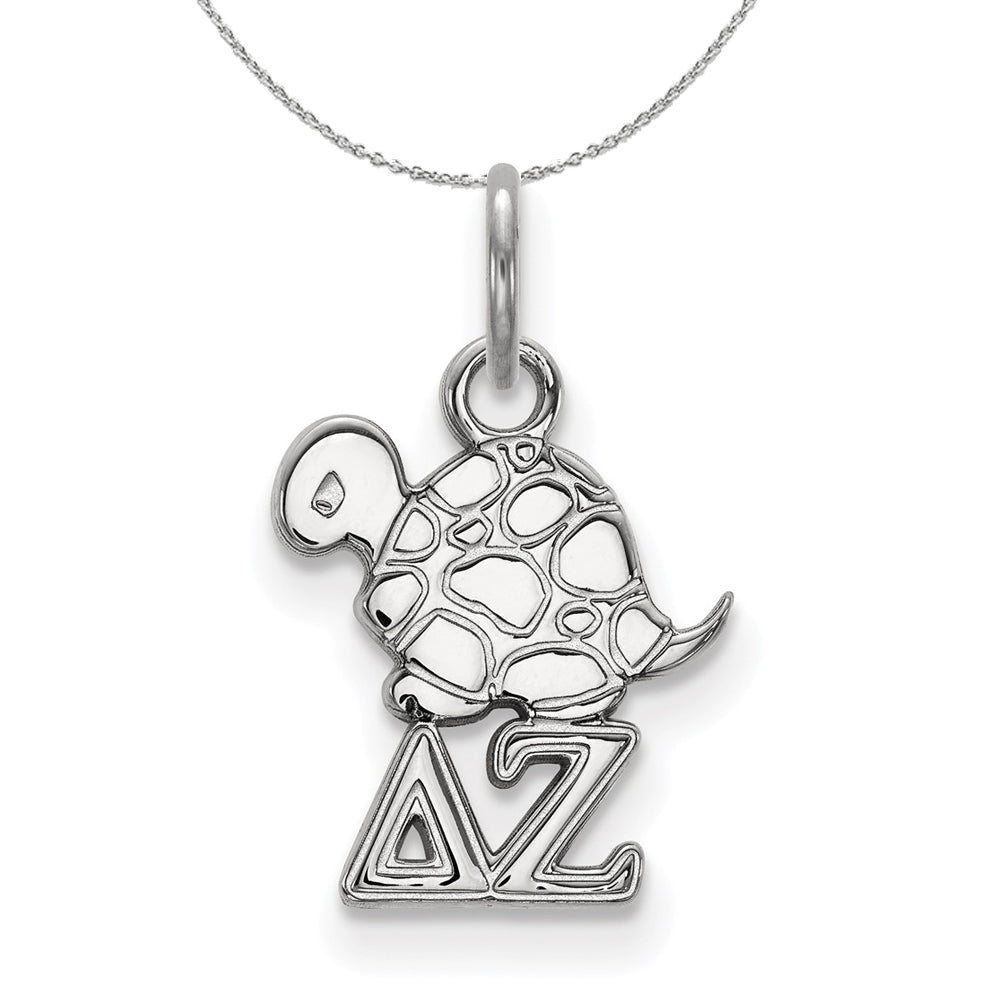 Sterling Silver Delta Zeta XS (Tiny) Pendant Necklace, Item N17878 by The Black Bow Jewelry Co.