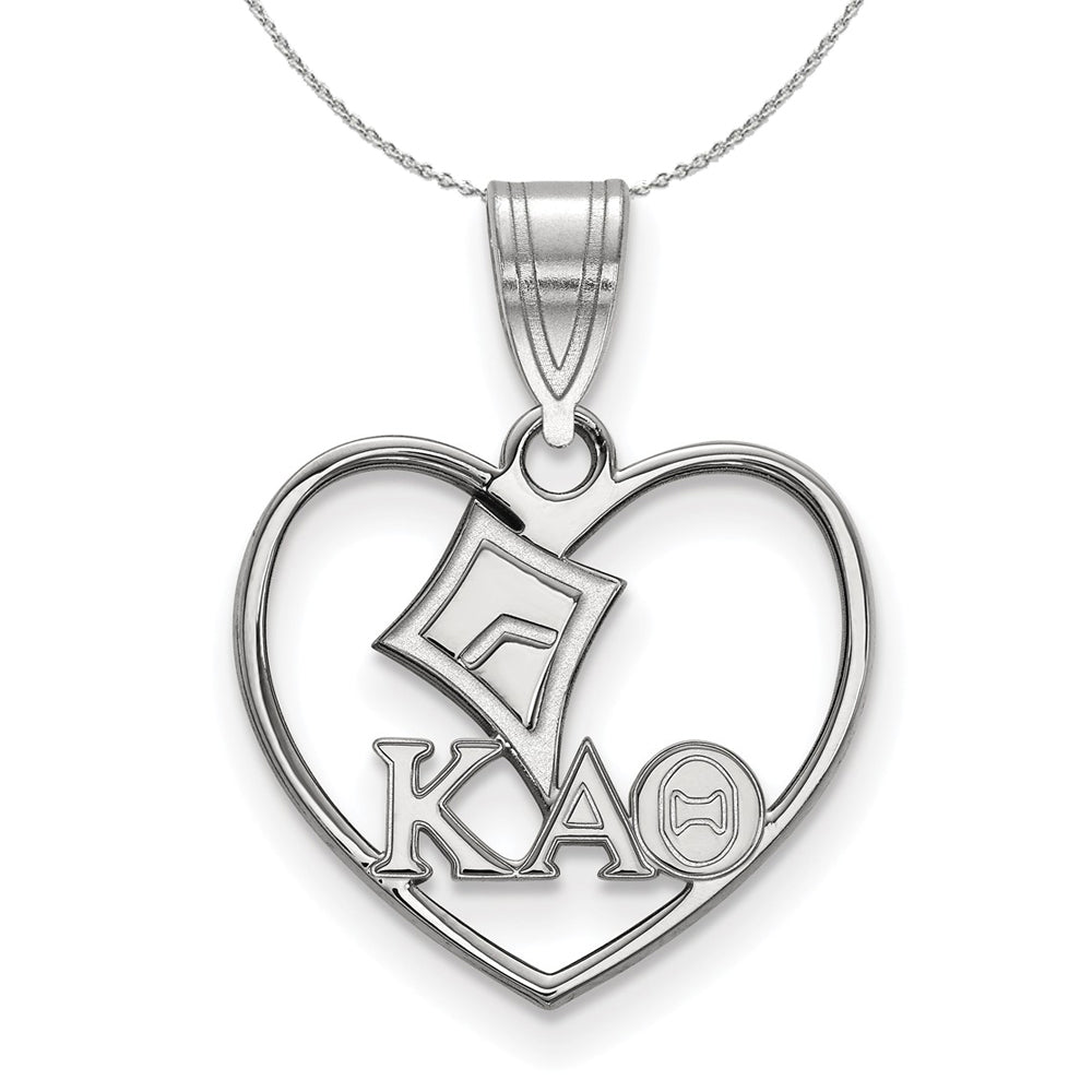 Sterling Silver Kappa Alpha Theta Heart Pendant Necklace, Item N17900 by The Black Bow Jewelry Co.