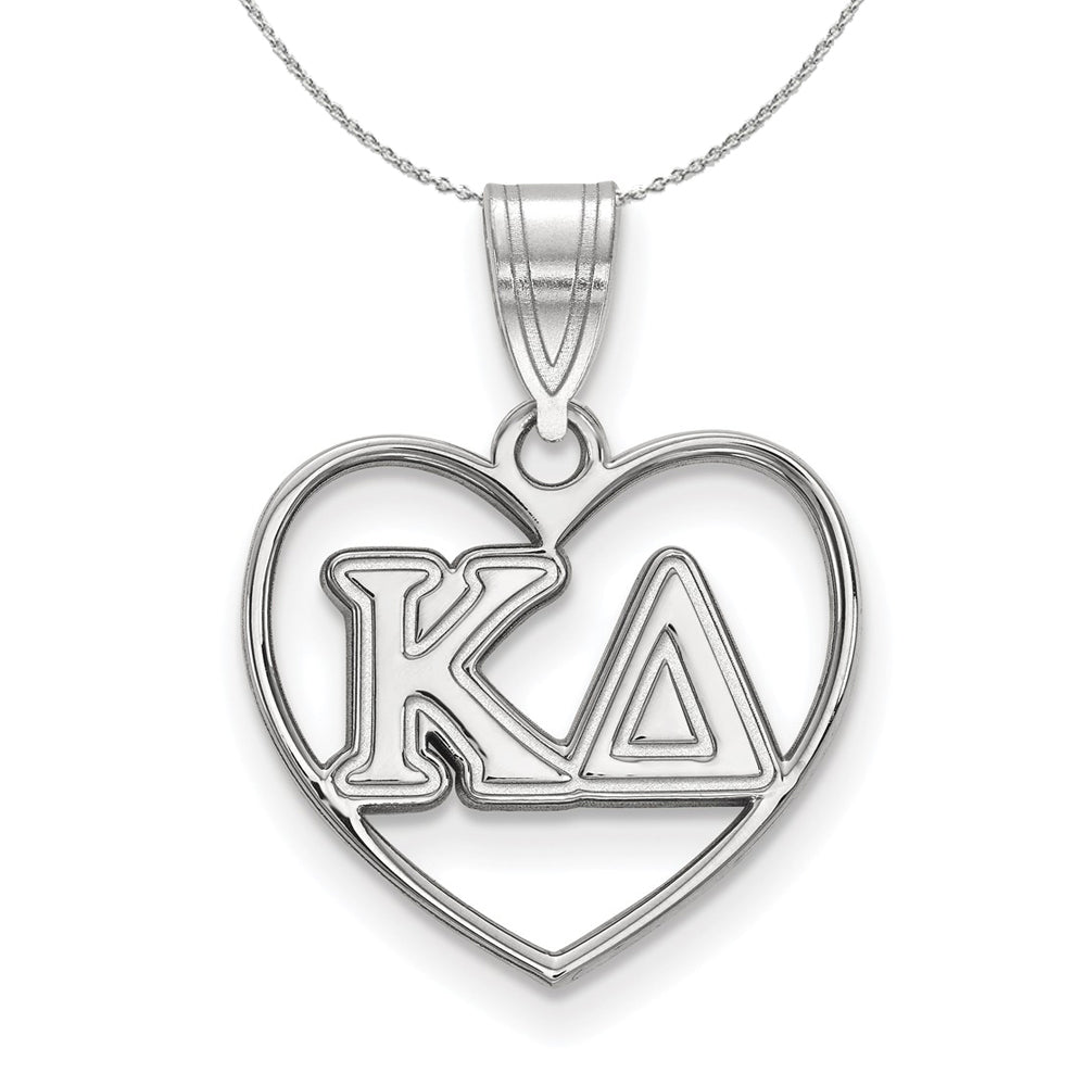 Sterling Silver Kappa Delta Heart Greek Necklace, Item N17905 by The Black Bow Jewelry Co.