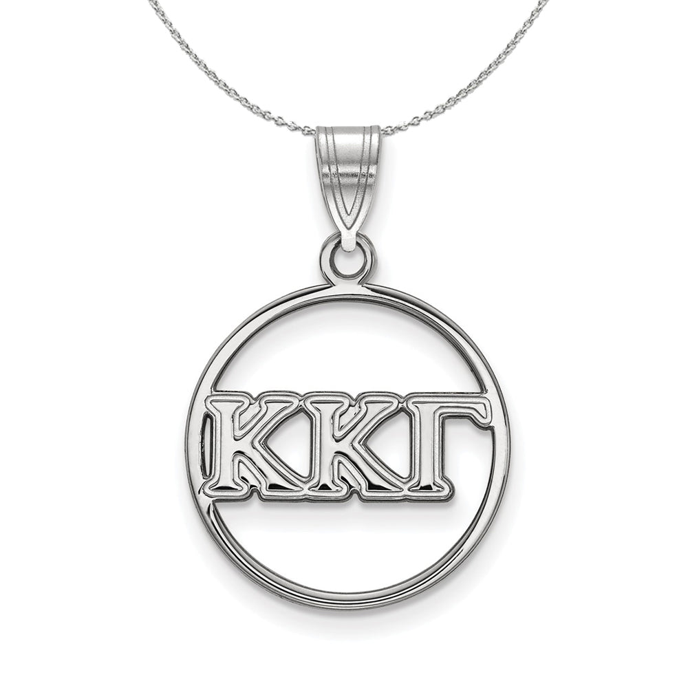 Sterling Silver Kappa Kappa Gamma Medium Circle Greek Necklace, Item N17916 by The Black Bow Jewelry Co.