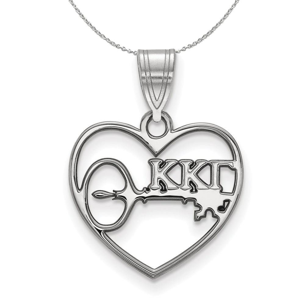 Sterling Silver Kappa Kappa Gamma Heart Pendant Necklace, Item N17920 by The Black Bow Jewelry Co.