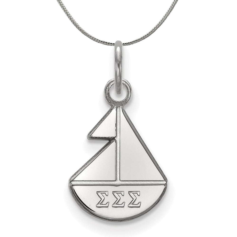 Sterling Silver Sigma Sigma Sigma XS (Tiny) Pendant Necklace, Item N17977 by The Black Bow Jewelry Co.