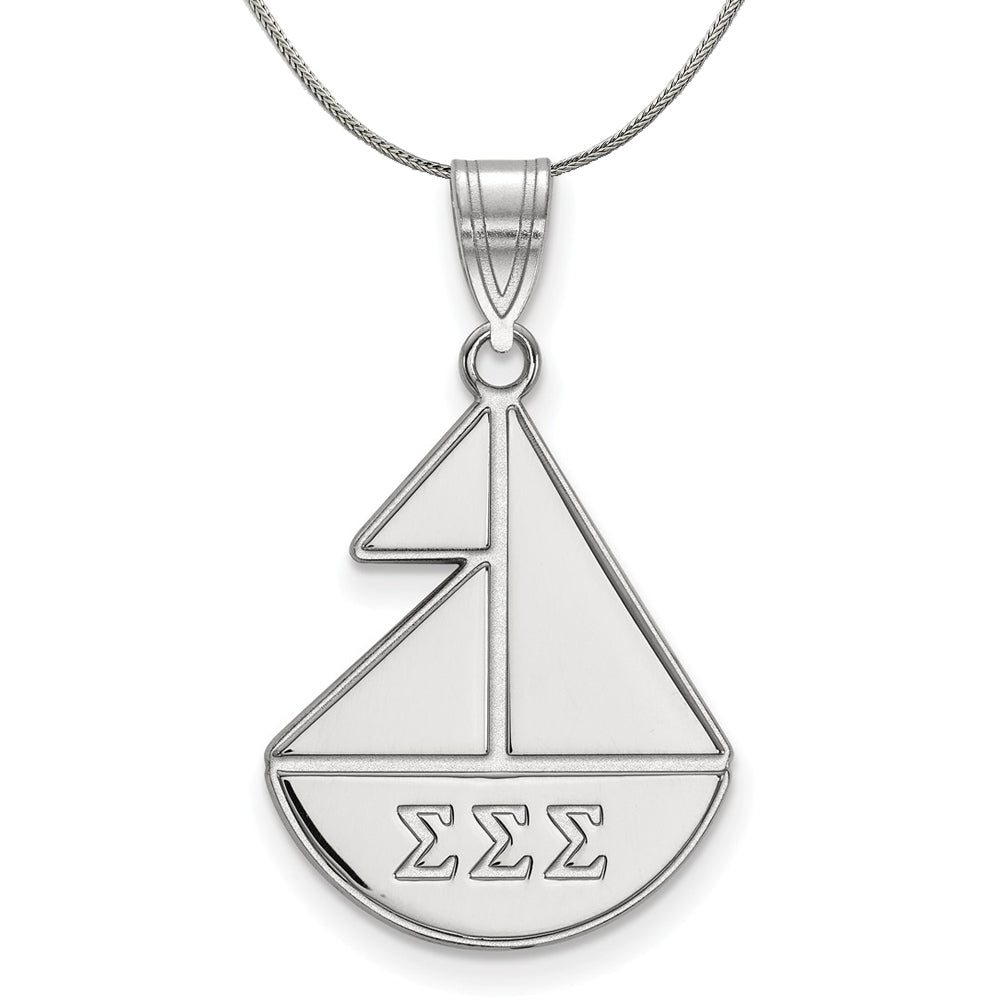 Sterling Silver Sigma Sigma Sigma Medium Pendant Necklace, Item N17979 by The Black Bow Jewelry Co.