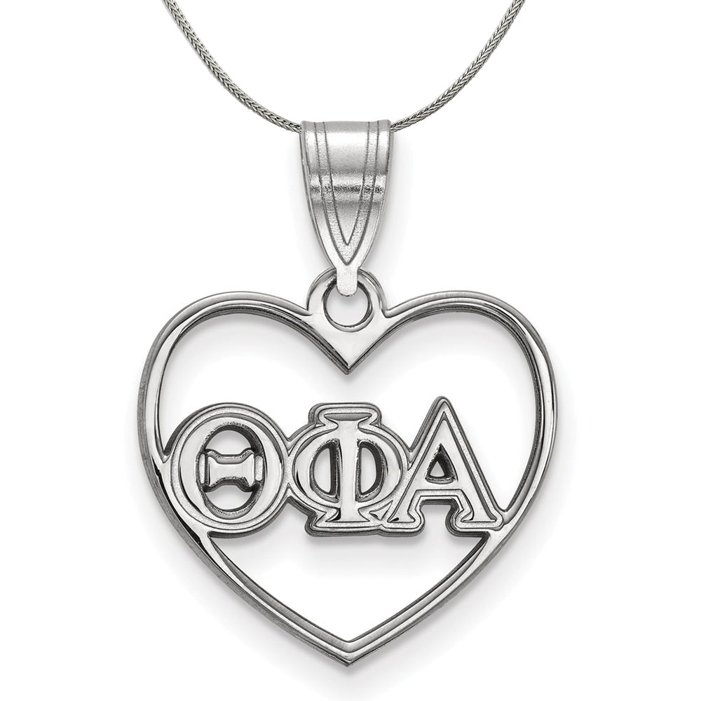 Sterling Silver Theta Phi Alpha Heart Greek Necklace, Item N17985 by The Black Bow Jewelry Co.