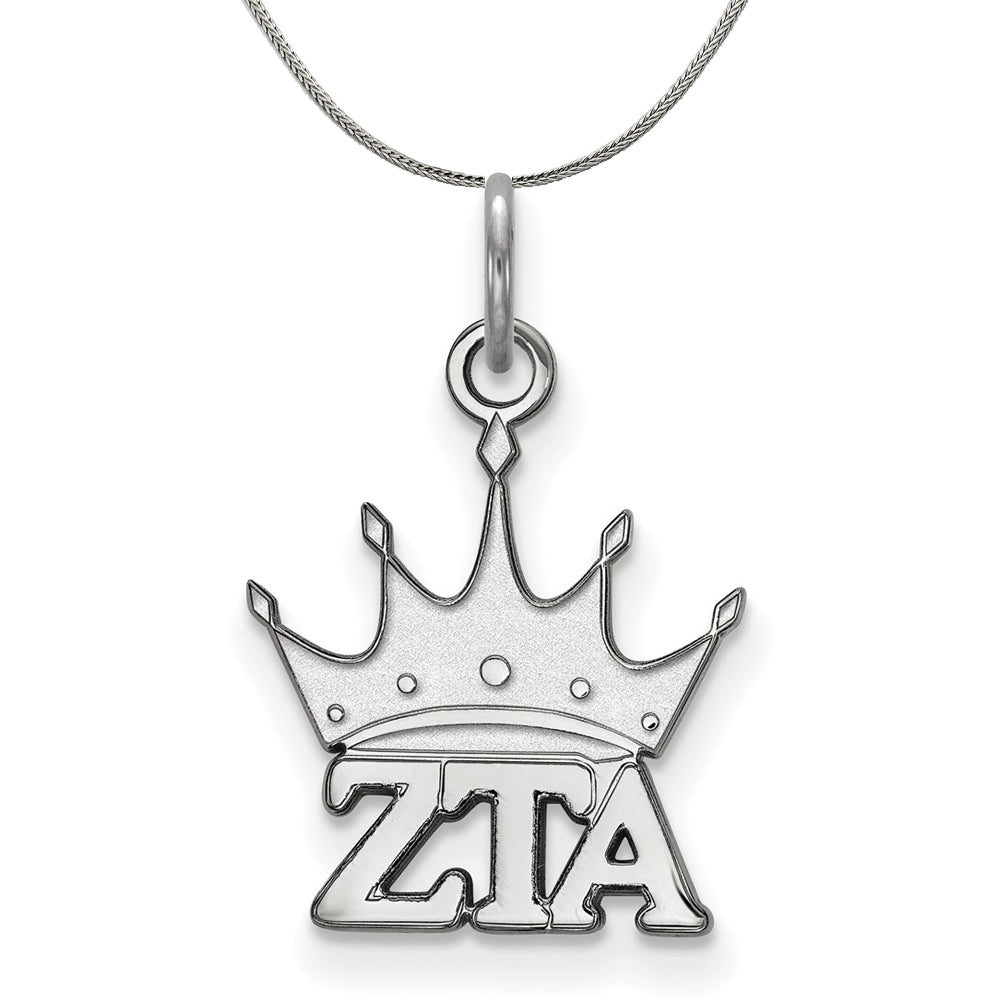 Sterling Silver Zeta Tau Alpha XS (Tiny) Pendant Necklace, Item N17997 by The Black Bow Jewelry Co.