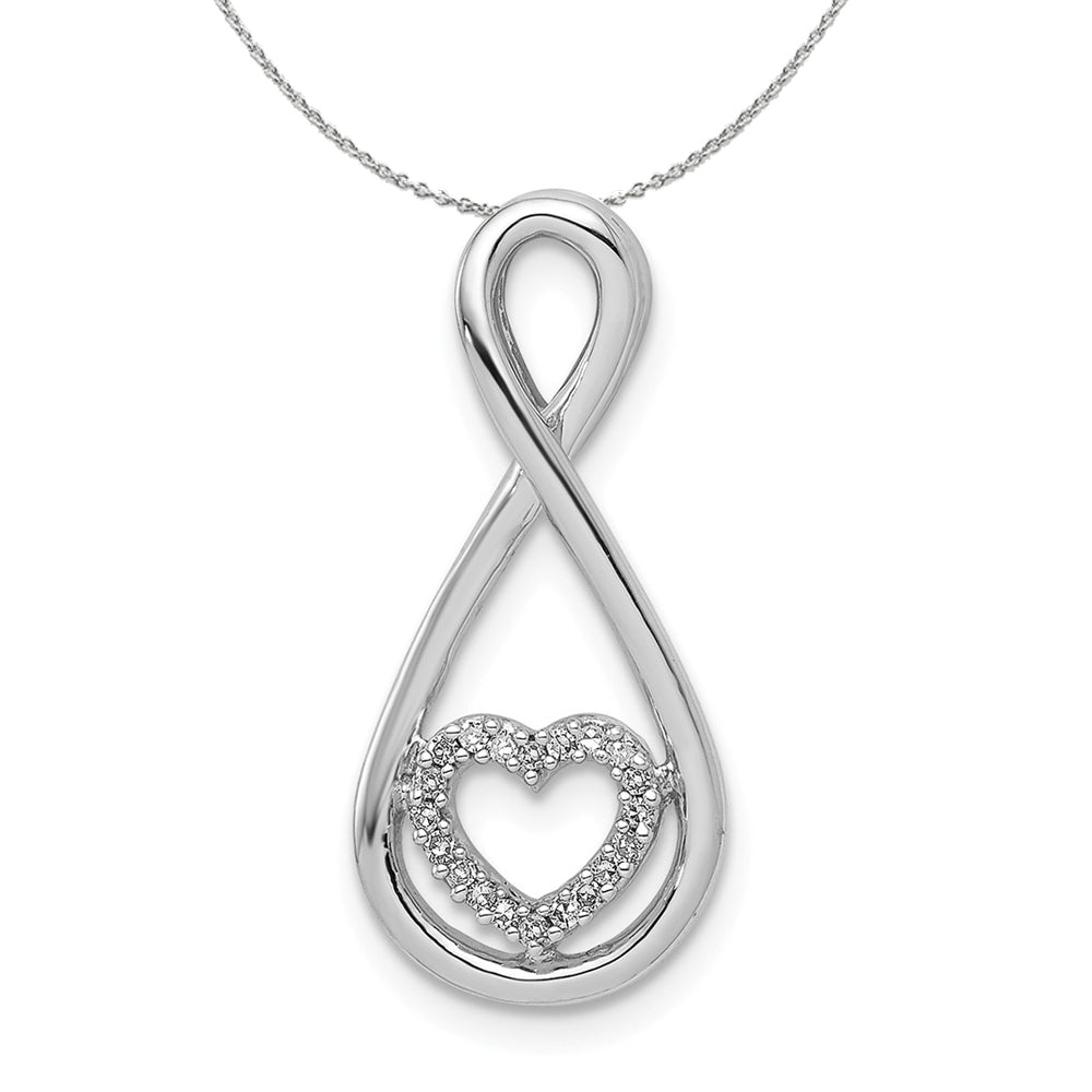 Diamond Infinite Heart Pendant in Sterling Silver Necklace, Item N18046 by The Black Bow Jewelry Co.