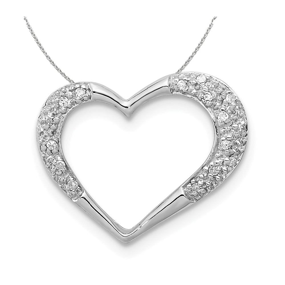 Diamond Open Heart Pendant in Sterling Silver Necklace, Item N18053 by The Black Bow Jewelry Co.
