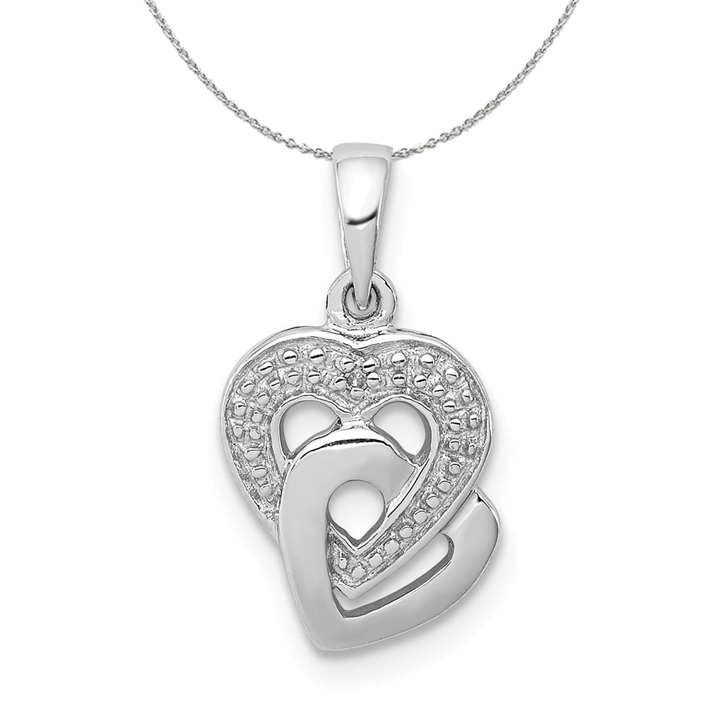 Diamond Accent Hearts Entwined Pendant in Sterling Silver Necklace, Item N18055 by The Black Bow Jewelry Co.