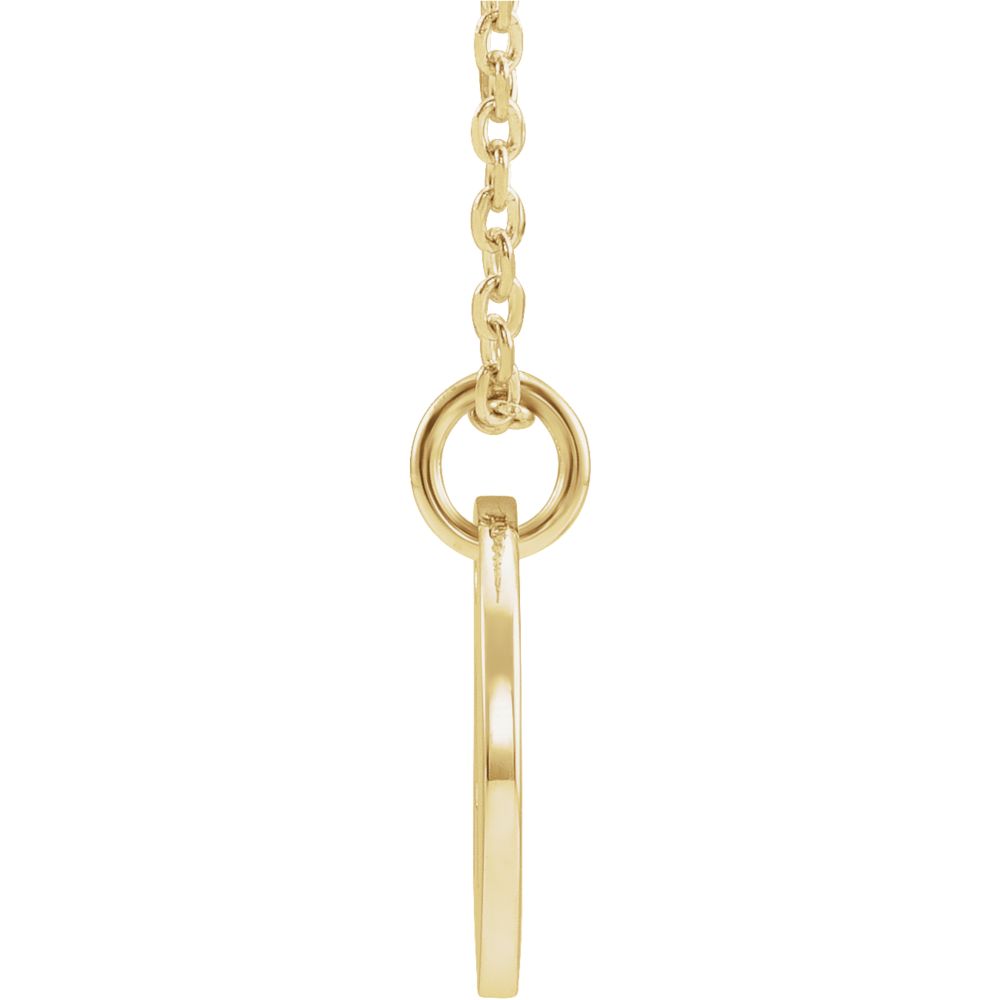 Alternate view of the 14k Yellow Gold Initial B, Small 10mm Pierced Disc Necklace, 16-18 In. by The Black Bow Jewelry Co.
