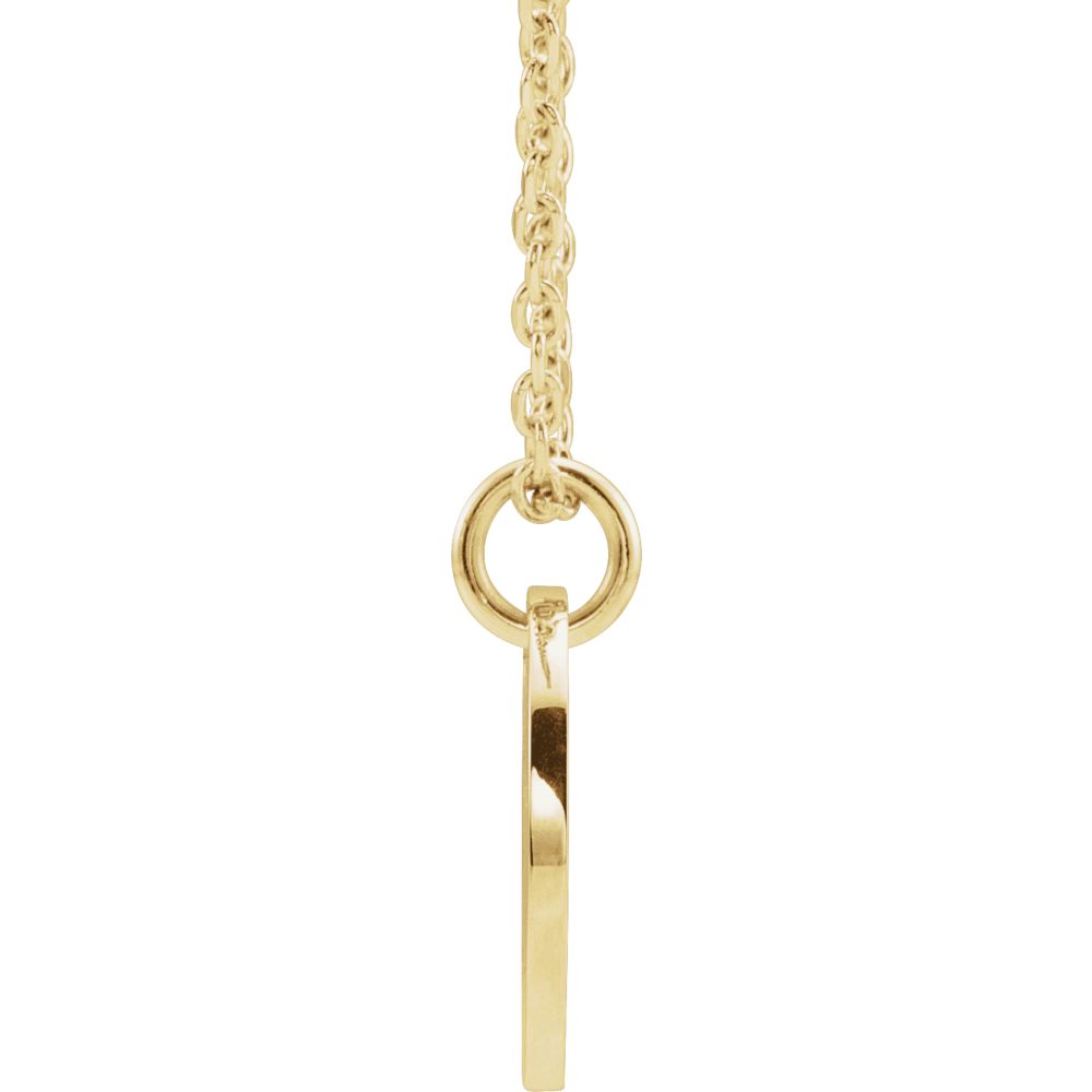 Alternate view of the 14k Yellow Gold Initial E, Small 10mm Pierced Disc Necklace, 16-18 In. by The Black Bow Jewelry Co.