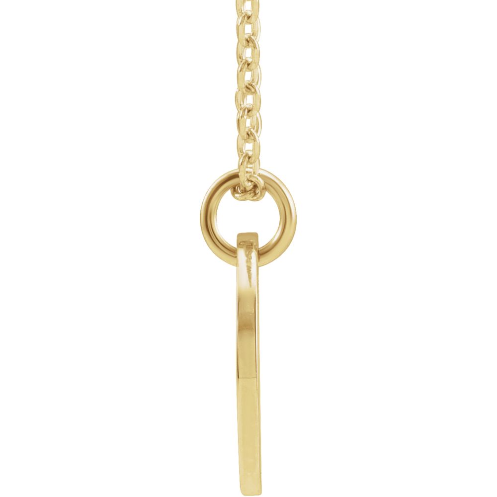 Alternate view of the 14k Yellow Gold Initial K, Small 10mm Pierced Disc Necklace, 16-18 In. by The Black Bow Jewelry Co.
