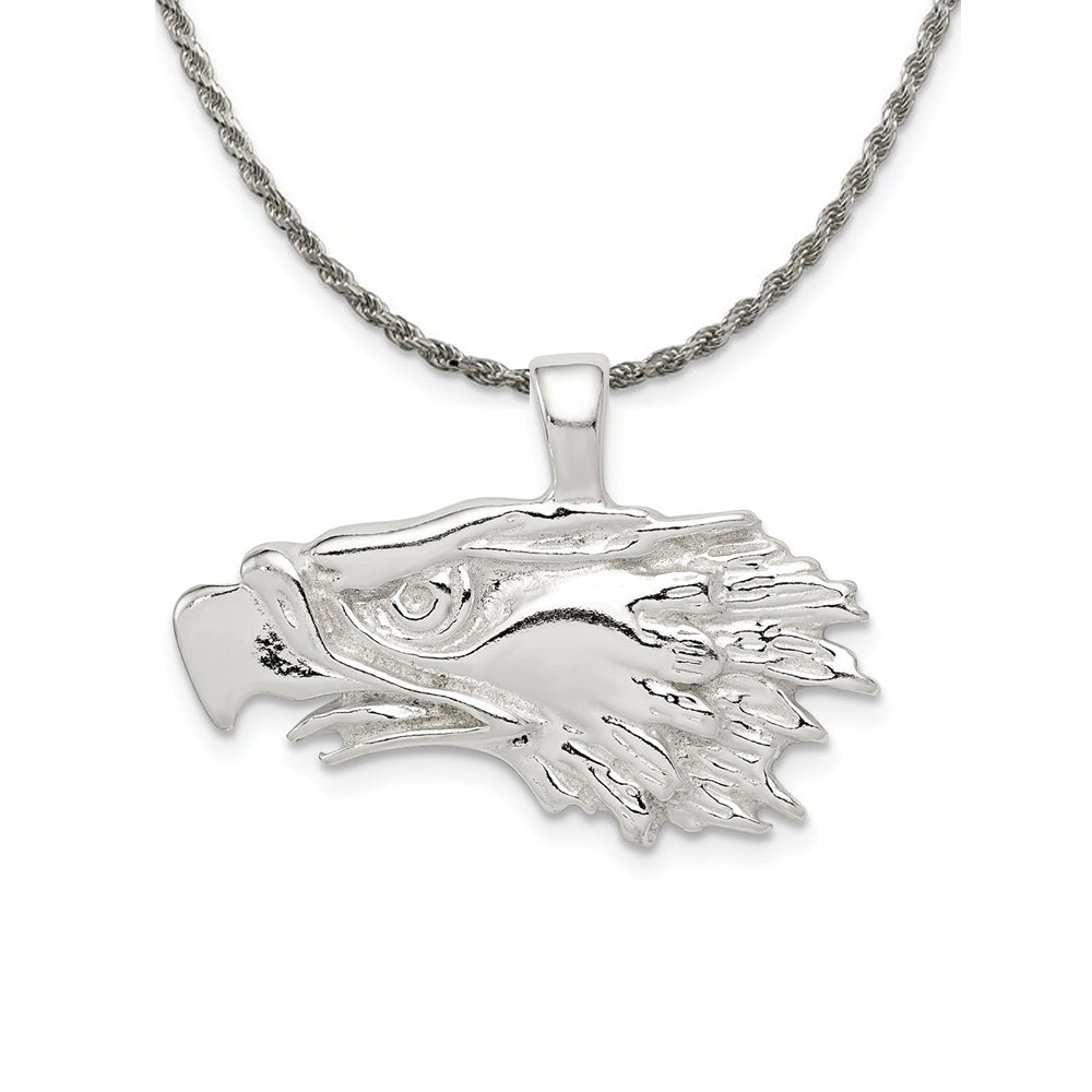 Sterling Silver 25mm Antiqued Eagle Head Pendant Necklace, Item N18205 by The Black Bow Jewelry Co.