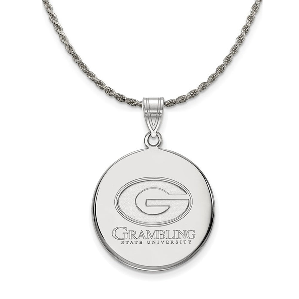 Sterling Silver Grambling State Large Disc Pendant Necklace, Item N18383 by The Black Bow Jewelry Co.