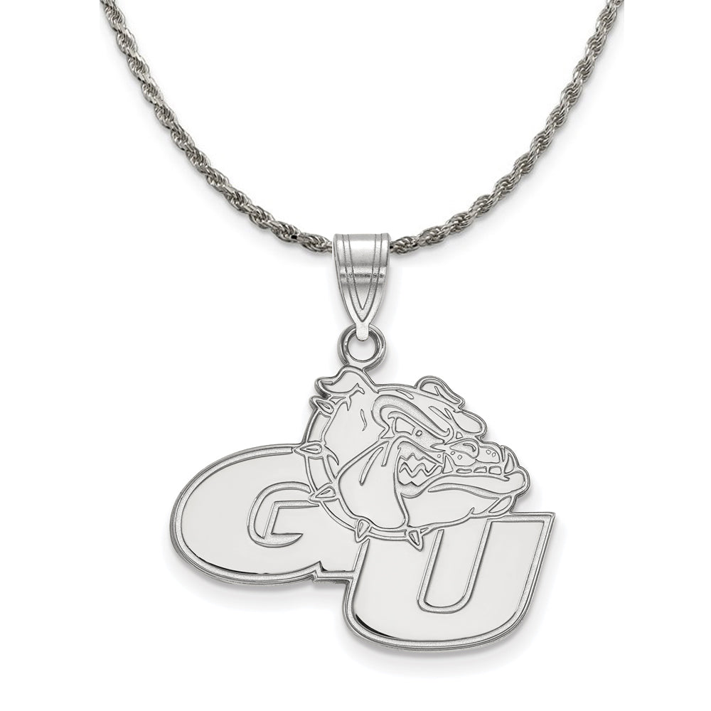 Sterling Silver Gonzaga U Large Pendant Necklace, Item N18484 by The Black Bow Jewelry Co.